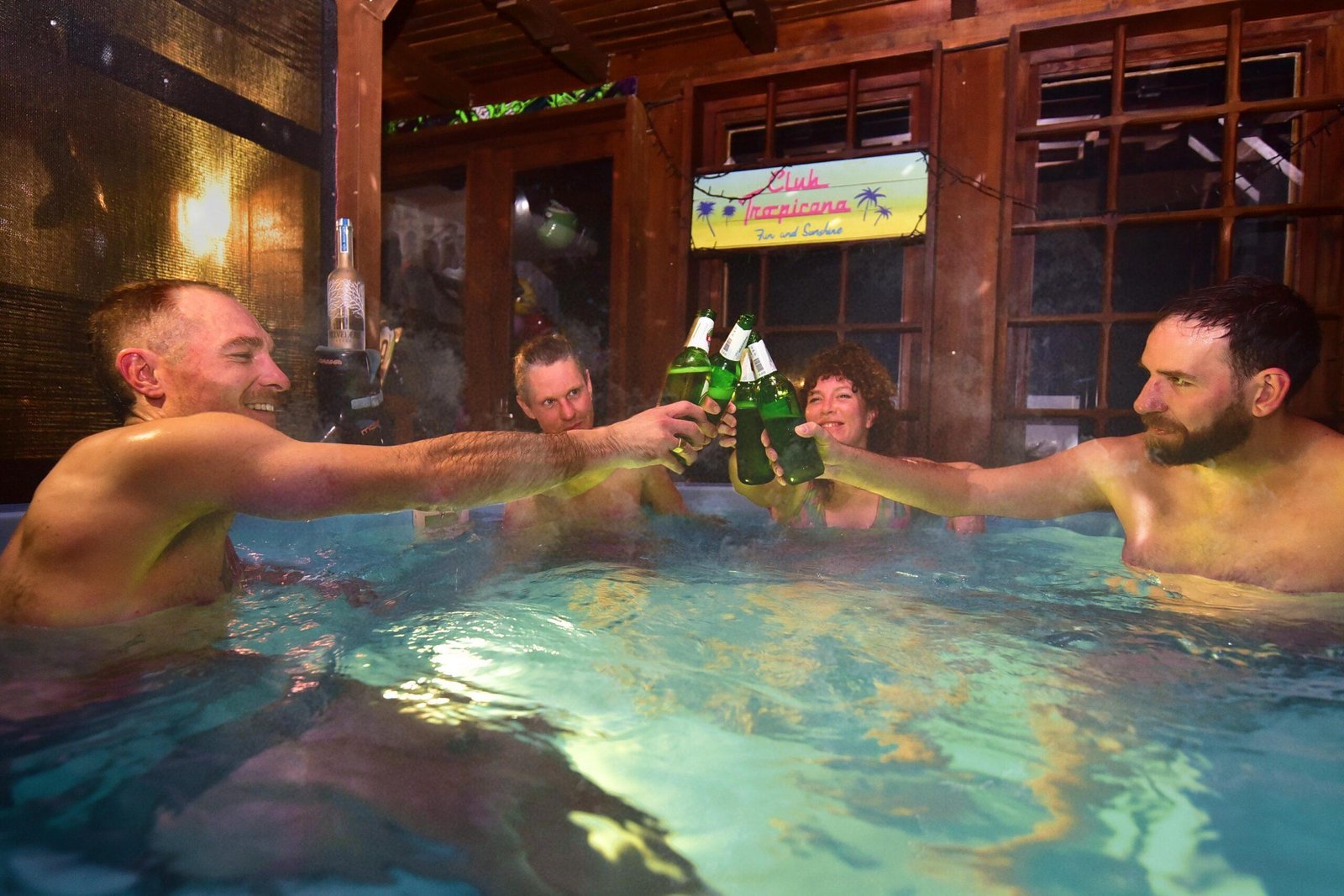 Snomads indoor hot tub Bansko, team building